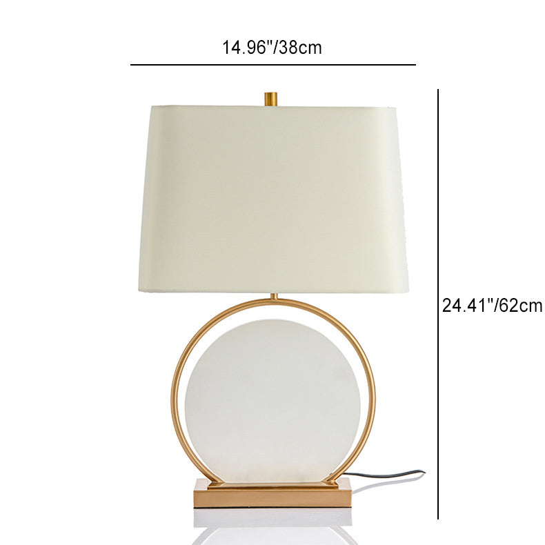 Square Round Stone Iron Table Lamp