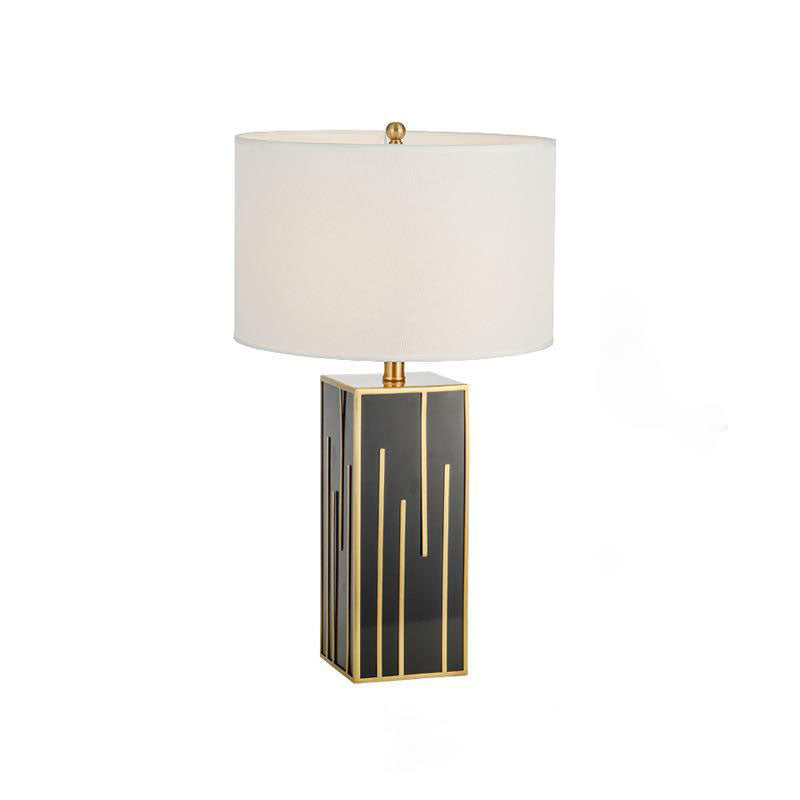 Fabric Drum Square Column Table Lamp