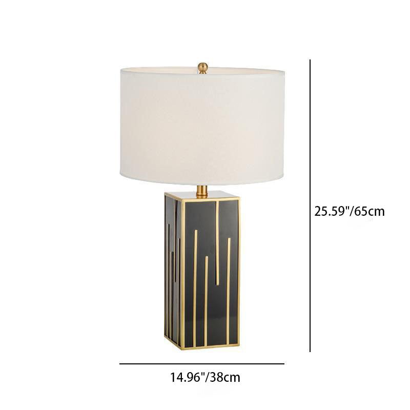 Fabric Drum Square Column Table Lamp
