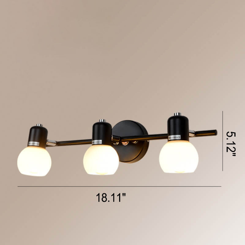 White Glass Dome Vanity 2-Light Wall Lamp