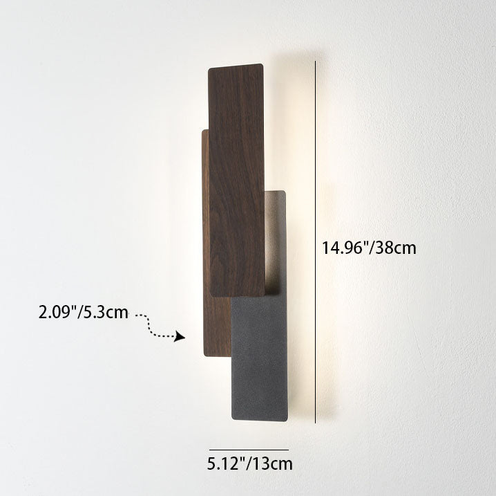 Wood Grain Geometric Rectangle Wall Lamp