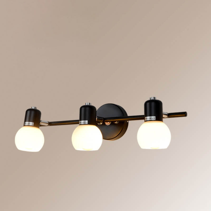White Glass Dome Vanity 2-Light Wall Lamp