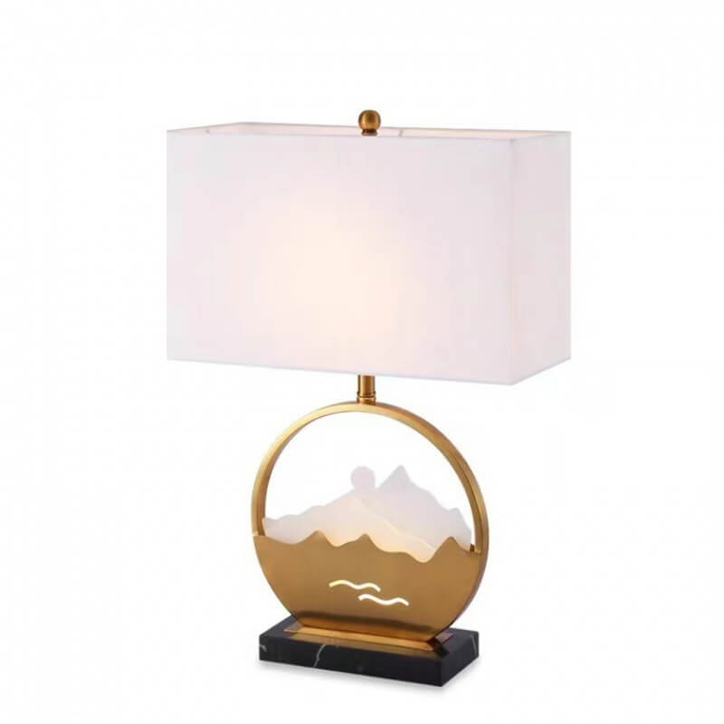 Rectangular Round Metal Fabric Table Lamp