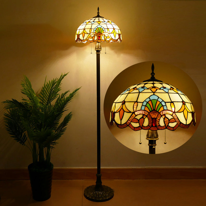 Column Iron Glass Living 3-Light Floor Lamp