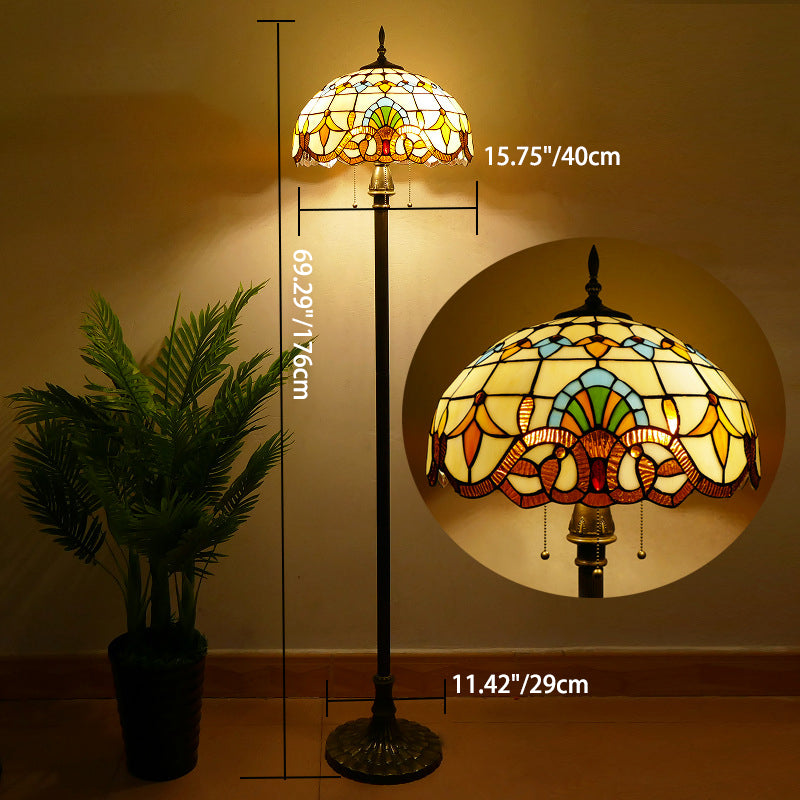 Column Iron Glass Living 3-Light Floor Lamp