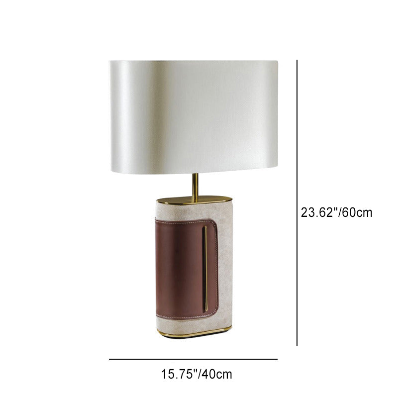 Rectangular Oval Leather Iron Table Lamp