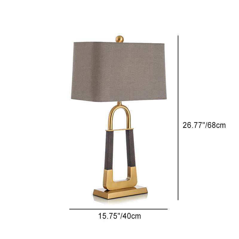 Triangle Rectangle Hardware Fabric Table Lamp