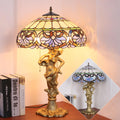Peach Heart Baroque Stained 2-Light Table Lamp