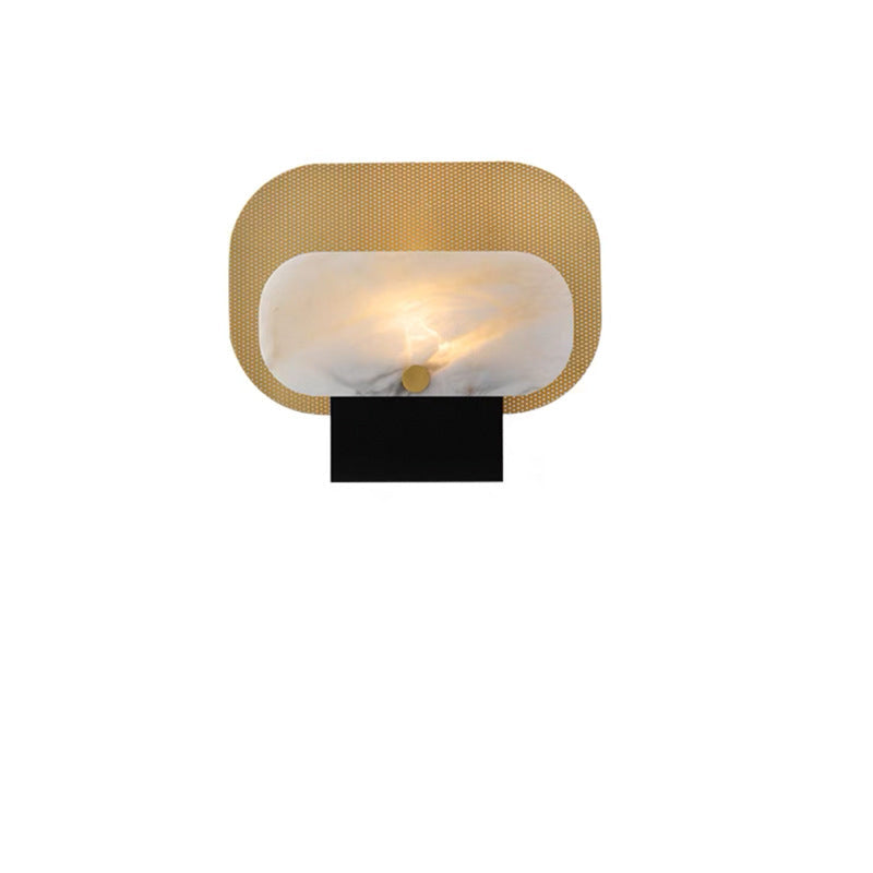 Rounded Rectangle Marble Metal Table Lamp