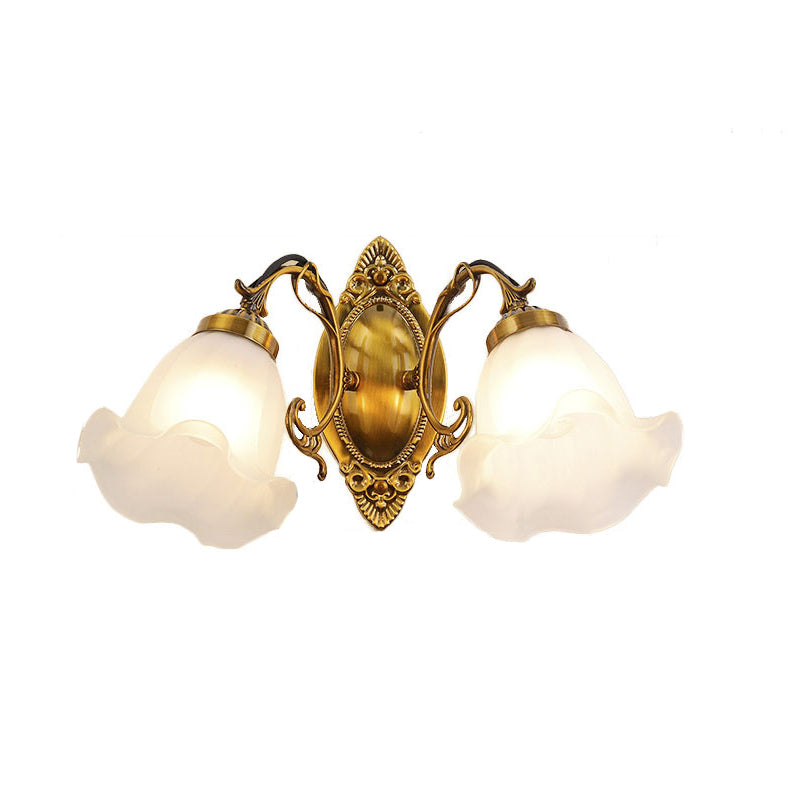 Iron Glass Flower Living 2-Light Wall Lamp
