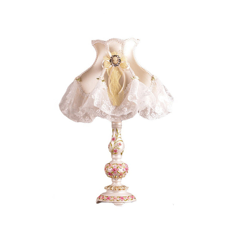 Sculpted Floral Resin Iron Table Lamp