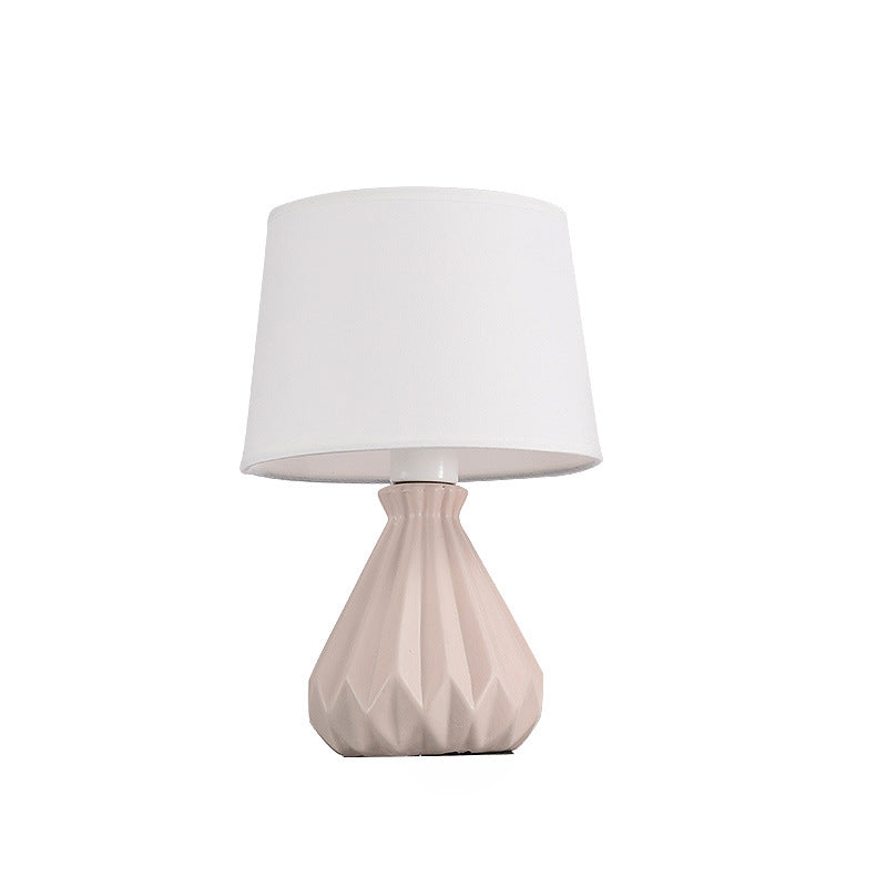 Cylindrical Cone Ceramic Fabric Table Lamp