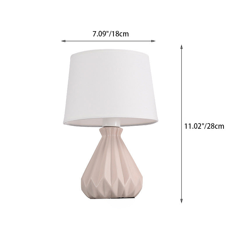 Cylindrical Cone Ceramic Fabric Table Lamp