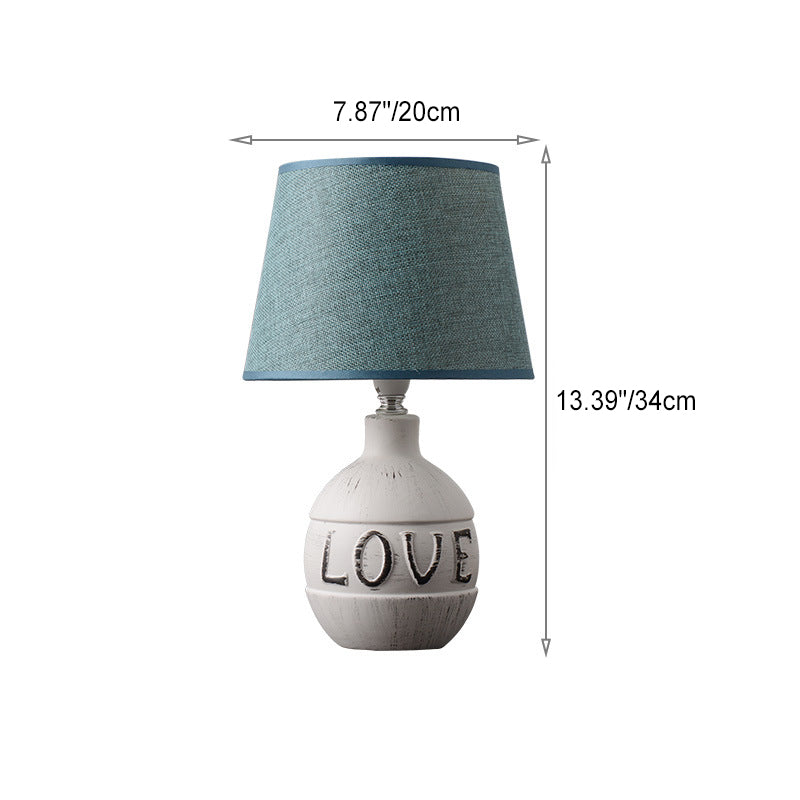Round Ceramic Fabric Bedroom Table Lamp