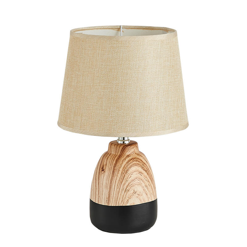 Wood Grain Fabric Ceramic Table Lamp