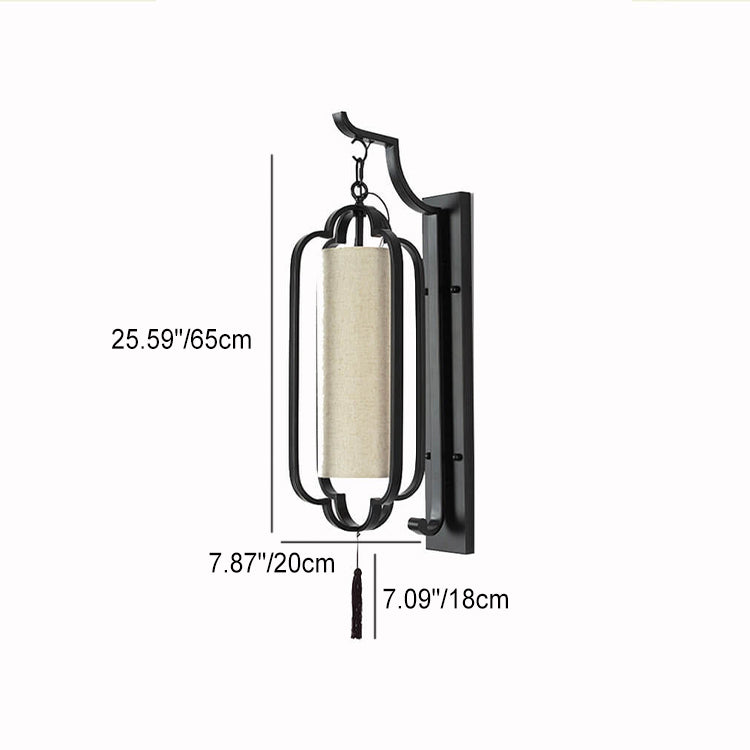 Iron Frame Tassel Fabric Wall Lamp