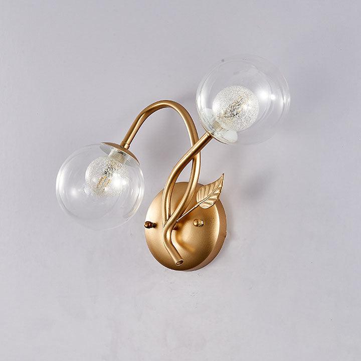 Branch Leaf Glass Ball 2-Light Wall Lamp