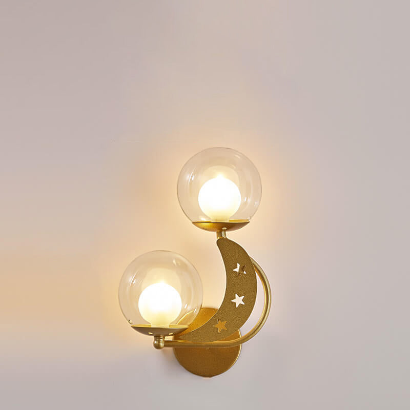 Glass Globe Lampshade Moon 2-Light Wall Lamp