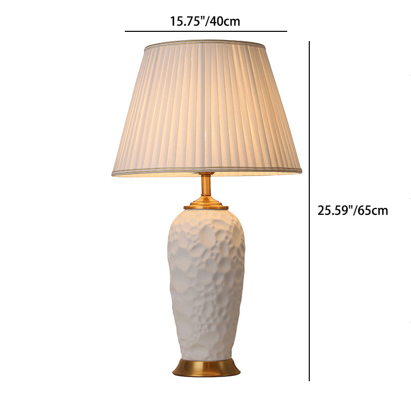 Cylinder Ceramic Fabric Bedroom Table Lamp