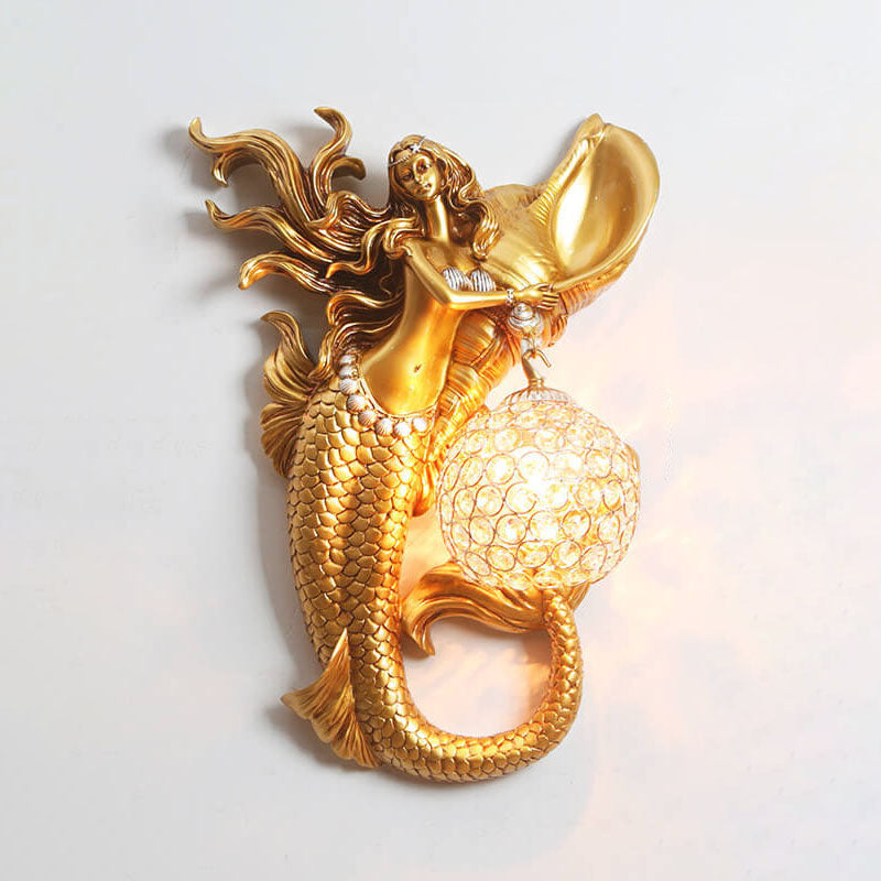 Resin Mermaid Shape Crystal Wall Lamp