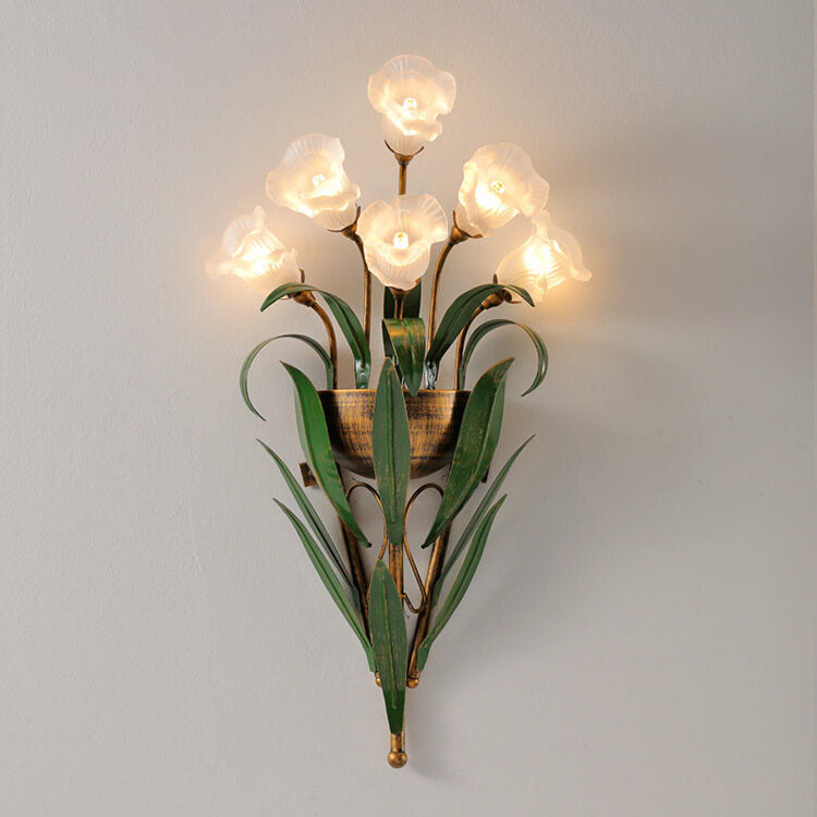 Glass Flower 6-Light Wall Lamp