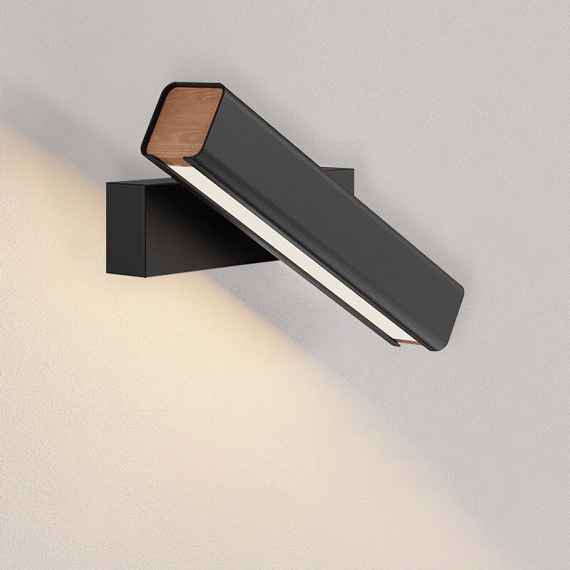 Rectangular Aluminum Iron Wood Wall Lamp