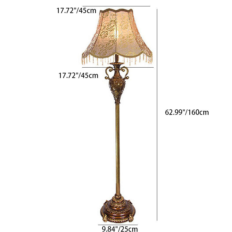 Traditional European Floral Cylinder Floor Lamp