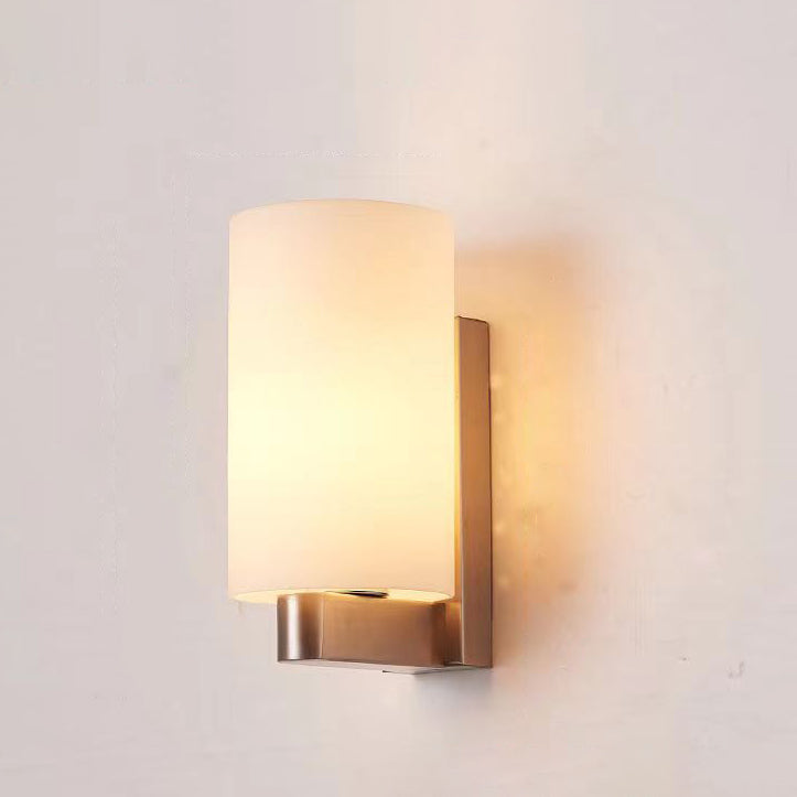 Iron Glass Cylinder Hallway Wall Lamp