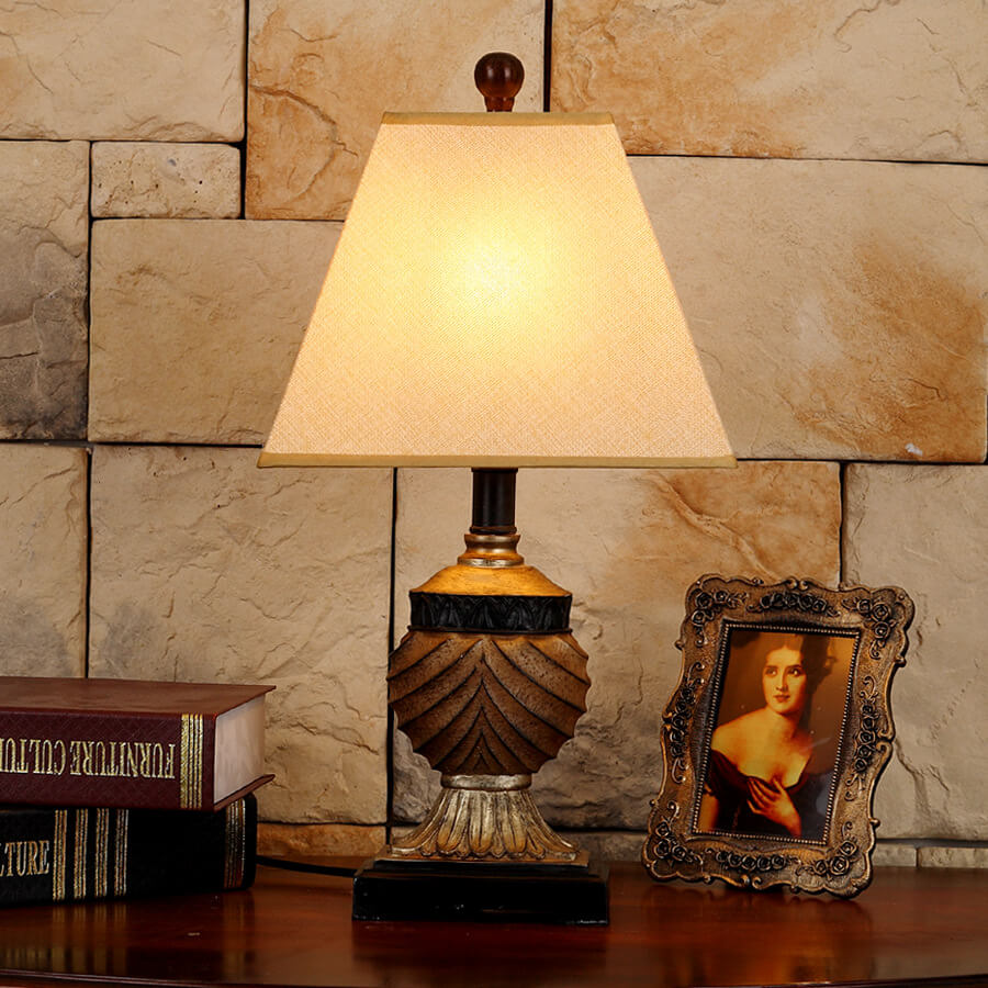 Orb Stripe Carved Resin Table Lamp