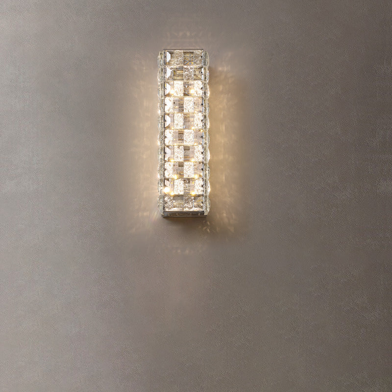 Rectangle Stainless Steel Crystal Wall Lamp