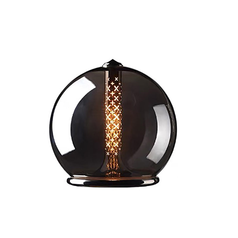 Geometric Smokey Gray Glass Table Lamp