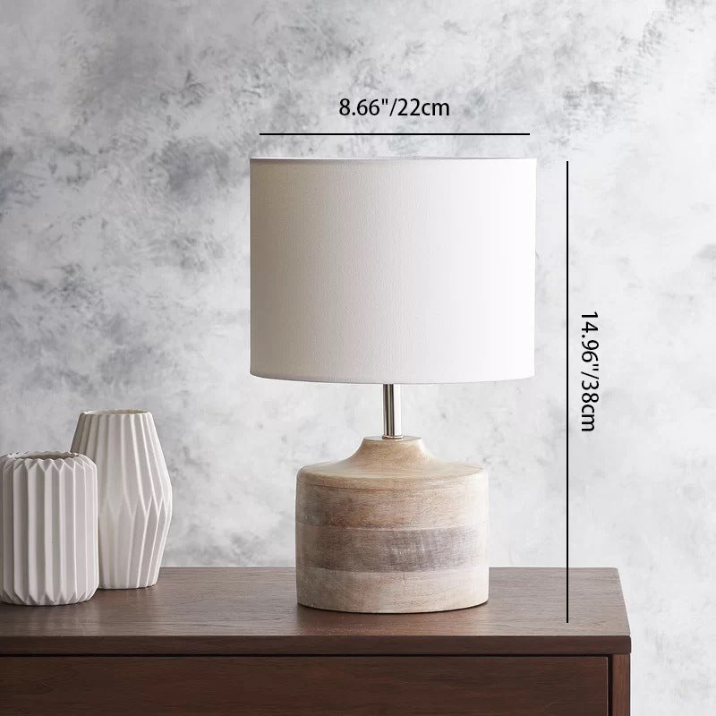 Fabric Cylinder Solid Wood Table Lamp