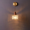 Walnut Glass Copper Cylinder Wall Lamp