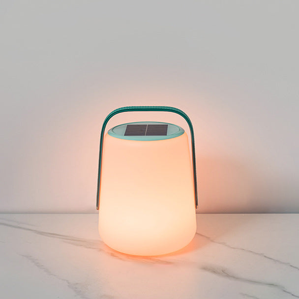 Leather PE Cylinder Striped Outdoor Light