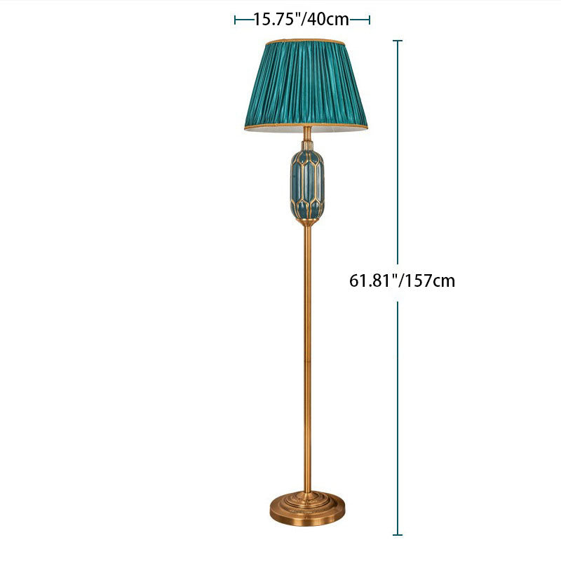 Vintage European Pleated Fabric Floor Lamp