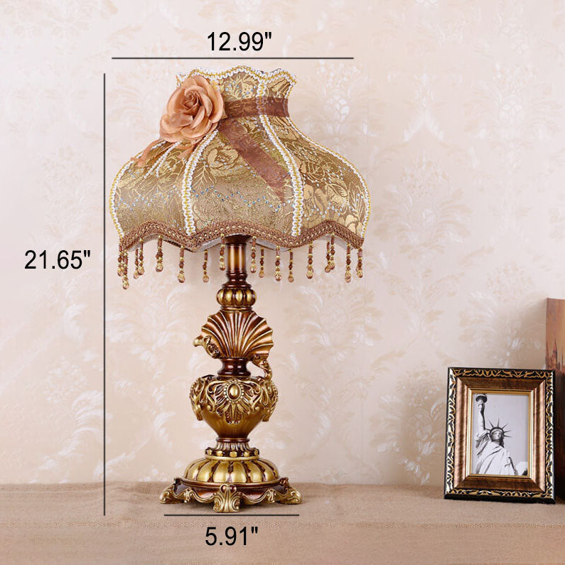 Fabric Tassel Resin Court Table Lamp