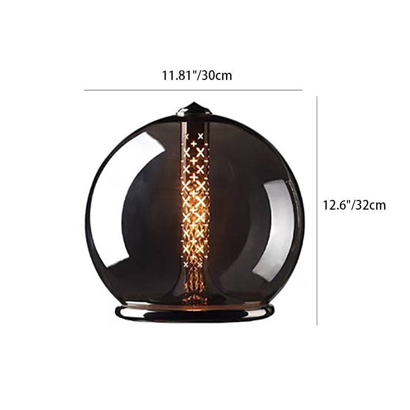 Geometric Smokey Gray Glass Table Lamp