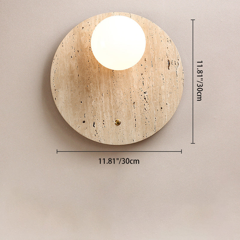 Round Oval Yellow Travertine Wall Lamp