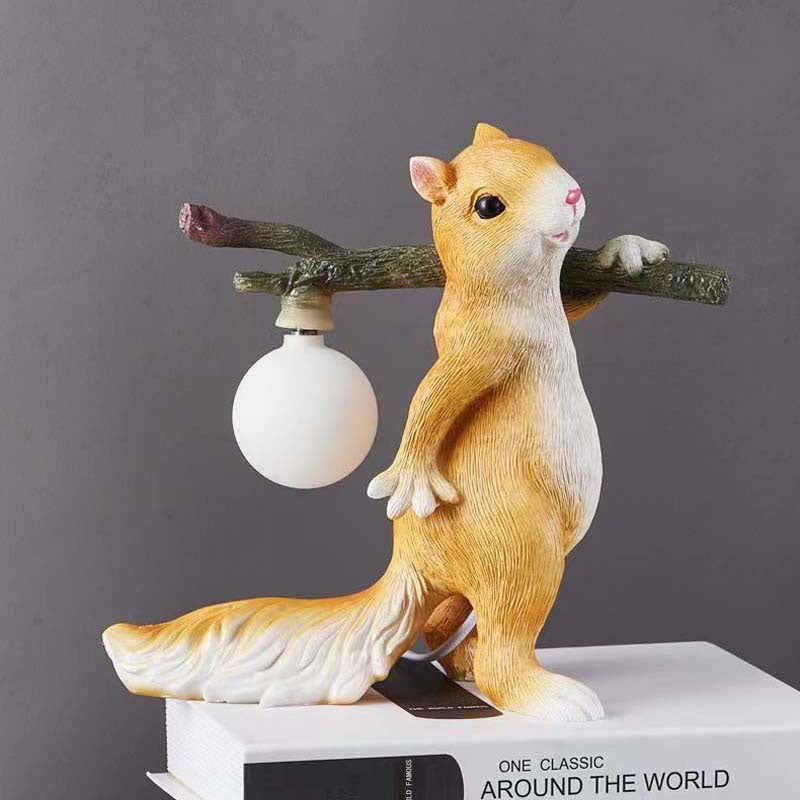 Squirrel Resin Glass Bedroom Table Lamp