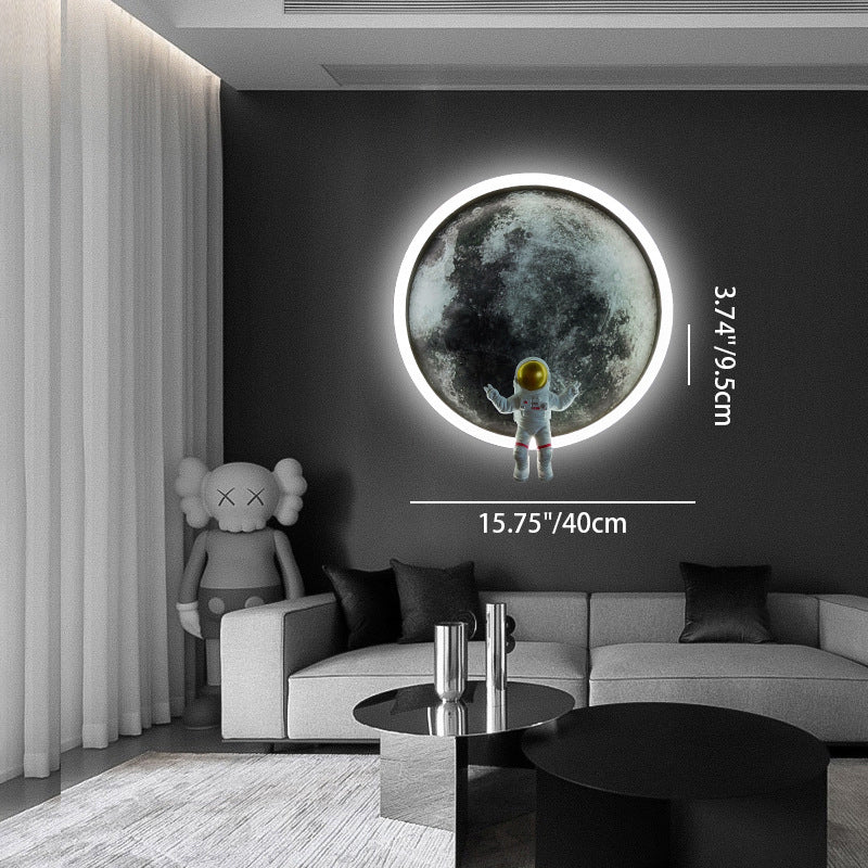 Round Lunar Astronaut Hardware Wall Lamp