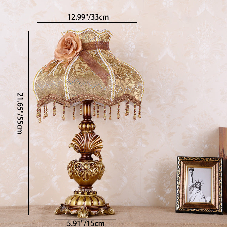 Pastoral Flower Pattern Fabric Table Lamp