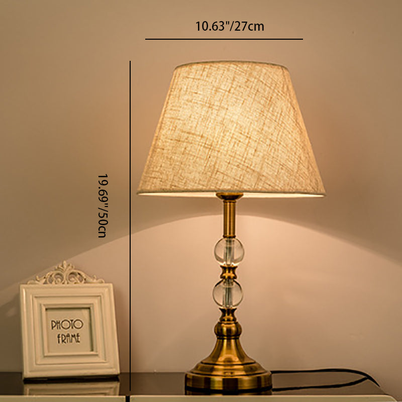 Round Trapezoidal Iron Crystal Table Lamp