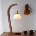 Walnut Floral Glass Shade1-Light Table Lamp
