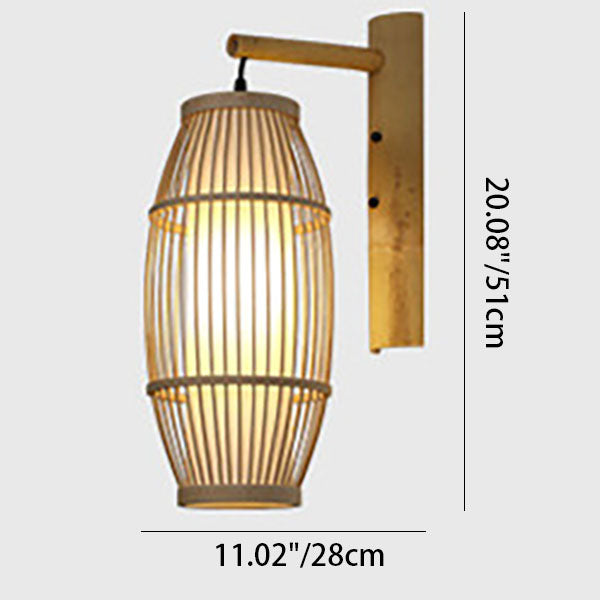 Weaving Bamboo Cage Shape Wall Lamp