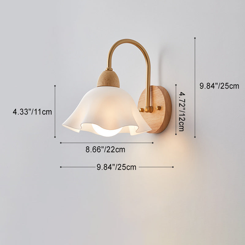 Wood Ceramic Flower Living Wall Lamp
