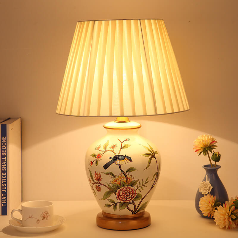 Warm Ceramic Cylindrical Table Lamp