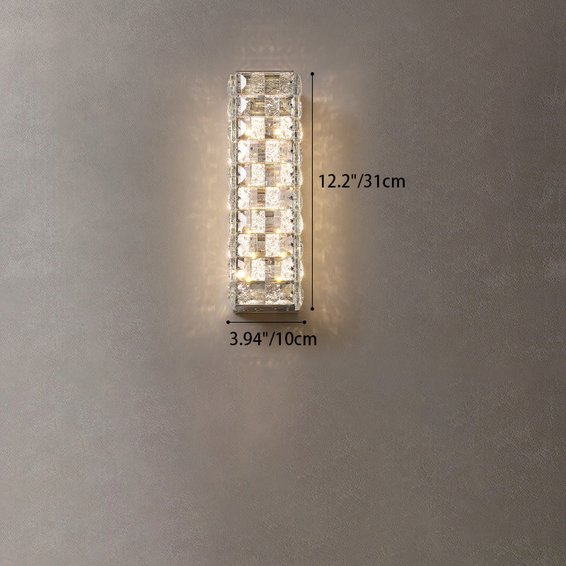 Rectangle Stainless Steel Crystal Wall Lamp