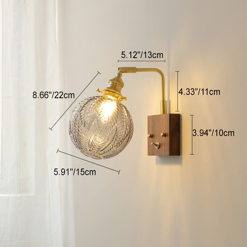 Textured Glass Round Ball Wall Lamp