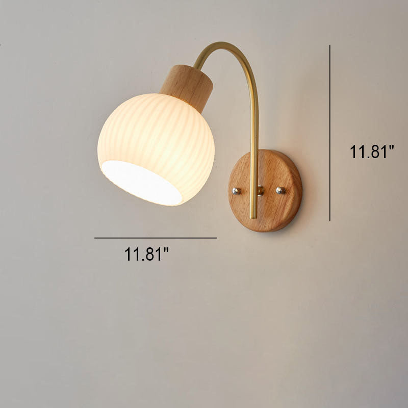 Round Solid Wood Striped Wall Lamp