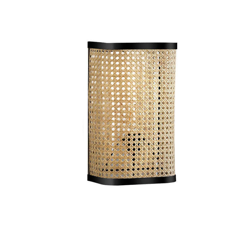 Rattan Weaving Square Wall Lamp